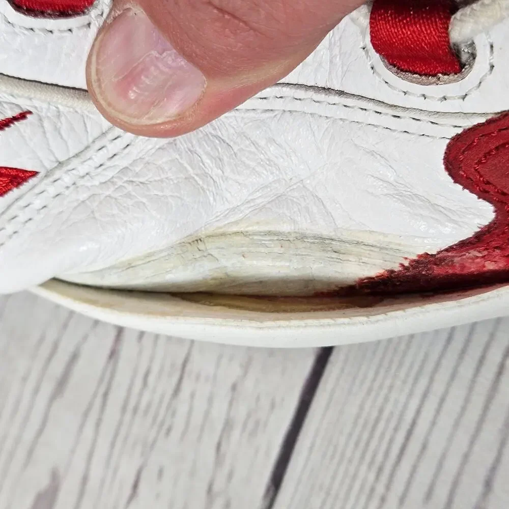 *FOR REPAIR*SOLE PEELING* Reebok Question Mid Men's White Red Leather US 11.5